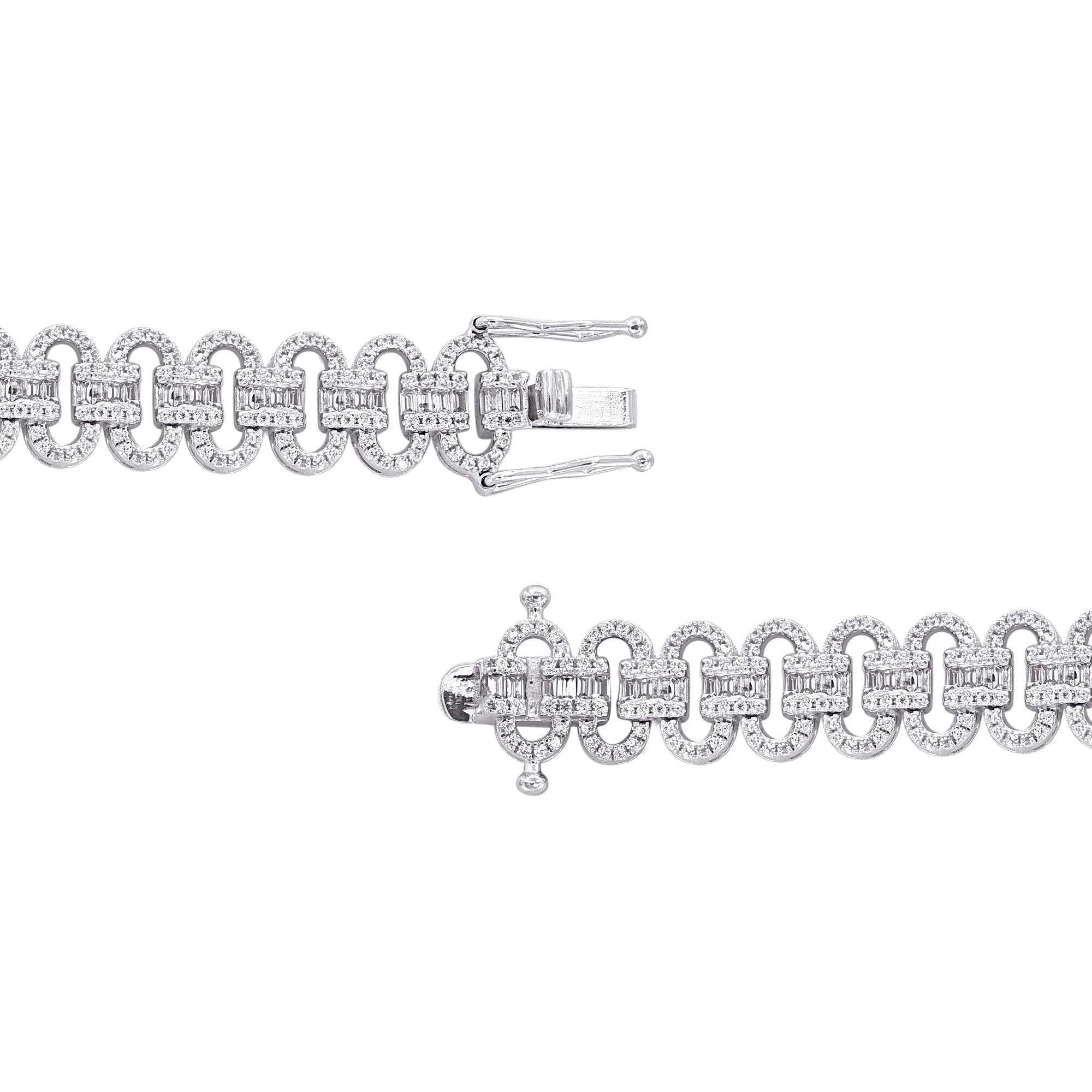 Modern TJD 3.0 Carat Natural Diamond 14 Karat White Gold Wedding Bracelet For Sale