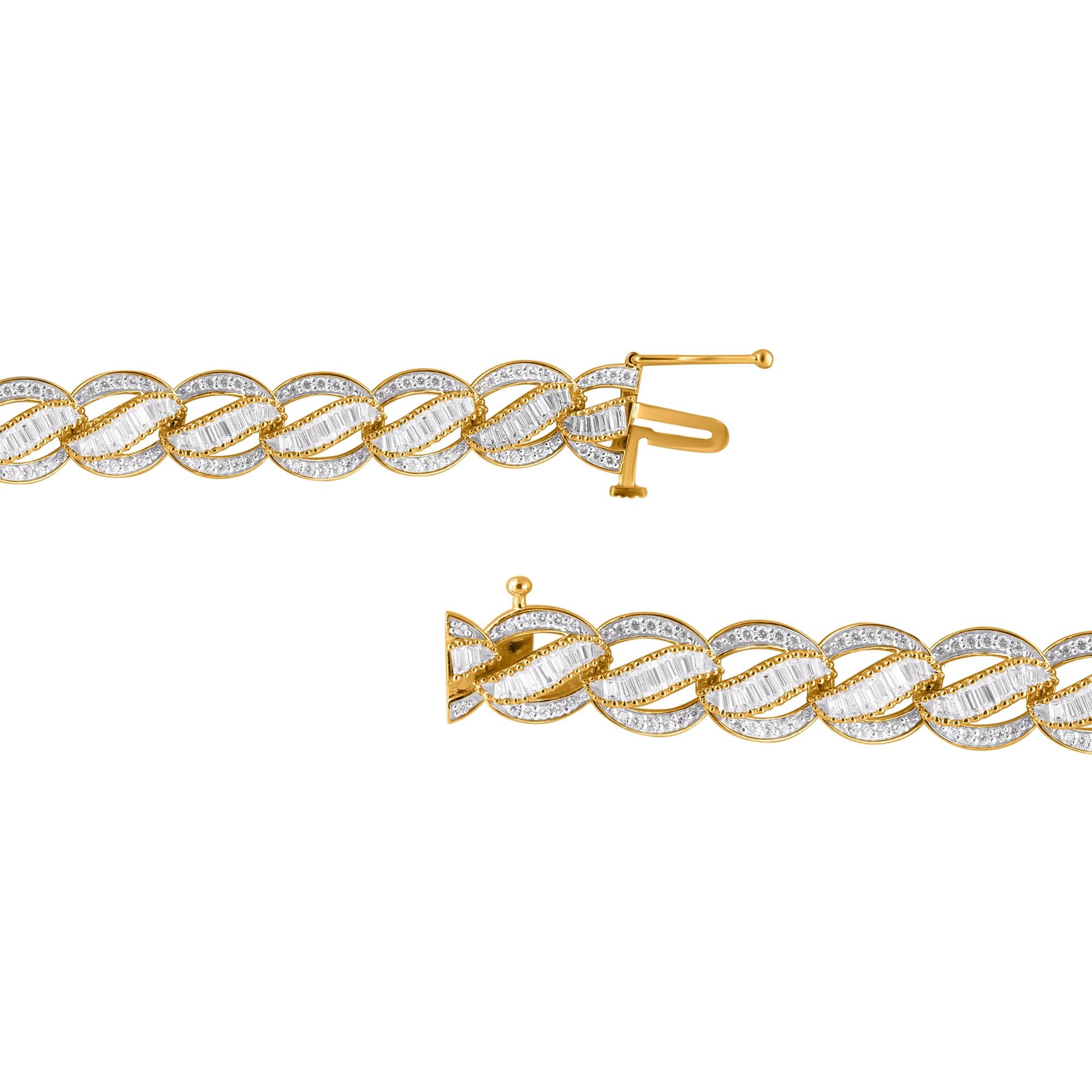 Contemporain Bracelet vintage en or jaune 14 carats avec diamants naturels de 3,0 carats TJD en vente