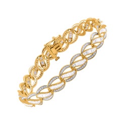 TJD 3.0 Carat Natural Diamond 14 Karat Yellow Gold Vintage Bracelet
