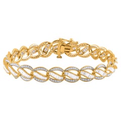Bracelet vintage en or jaune 14 carats avec diamants naturels de 3,0 carats TJD
