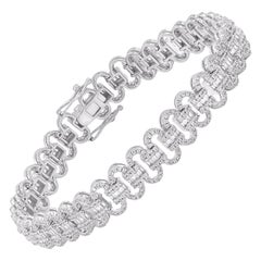 TJD 3.0 Carat Natural Diamond 18 Karat White Gold Wedding Bracelet