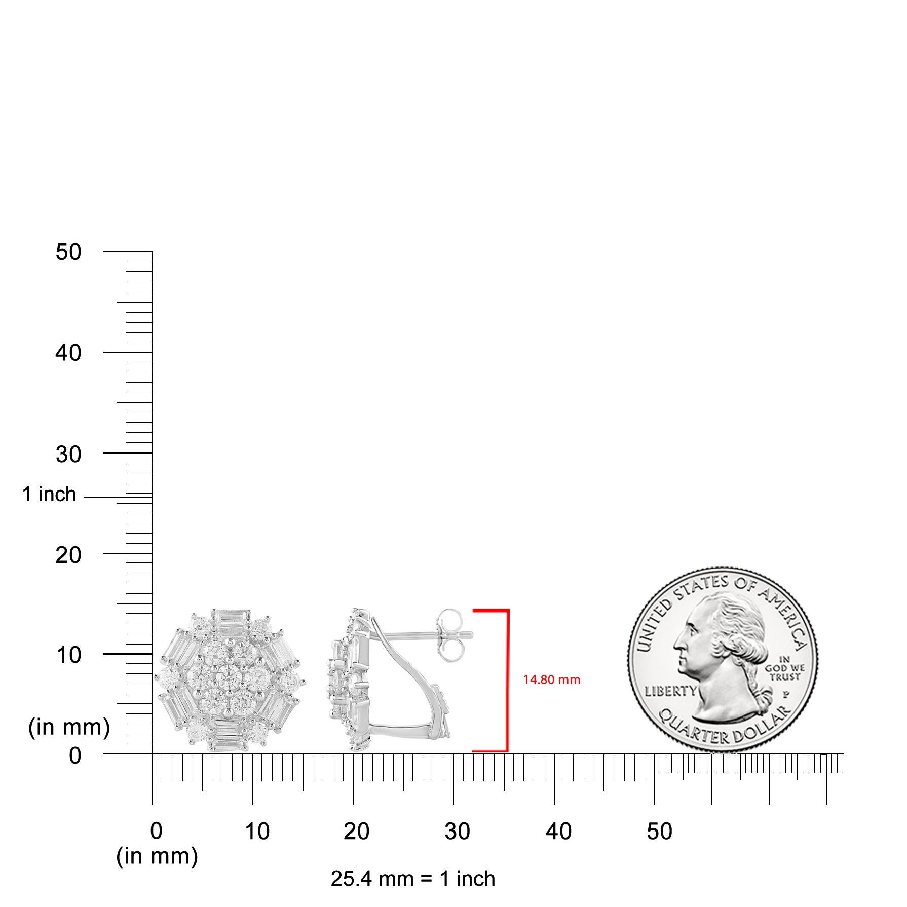 Contemporary TJD 3.0 Carat Natural Round Diamond 14KT White Gold Cluster Stud Earrings For Sale