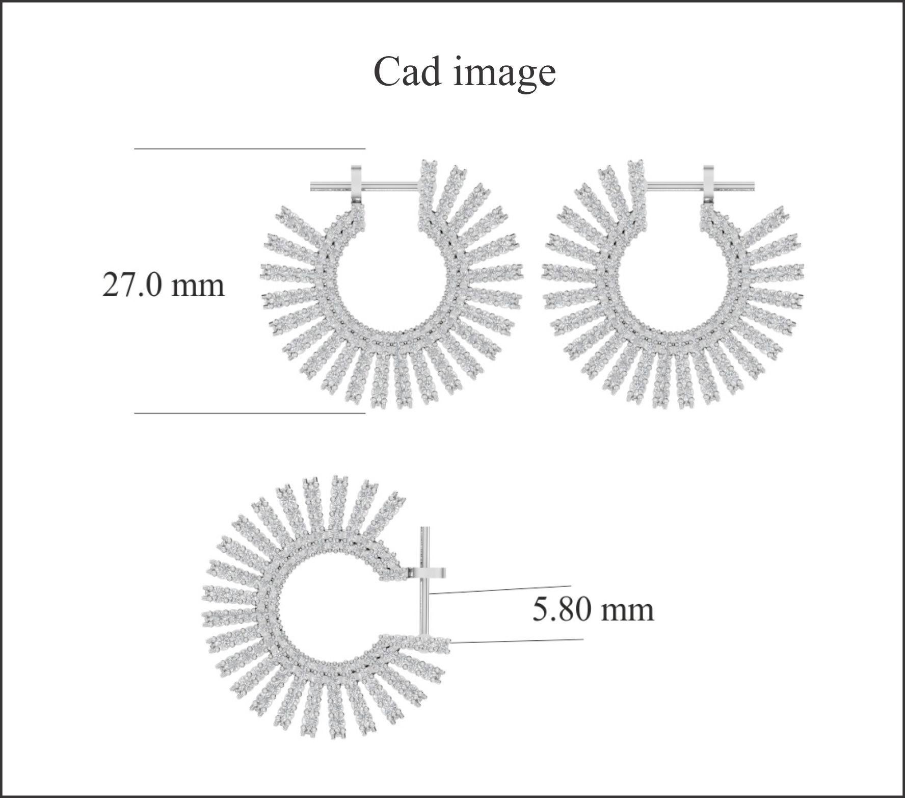 Every look benefits from the smooth shimmer of a pair of dazzling diamond sunburst stud earrings. Hand-crafted by our inhouse experts in 14 karat white gold and captivates with 3.00 carat and studded with 286 round diamond set in prong setting,