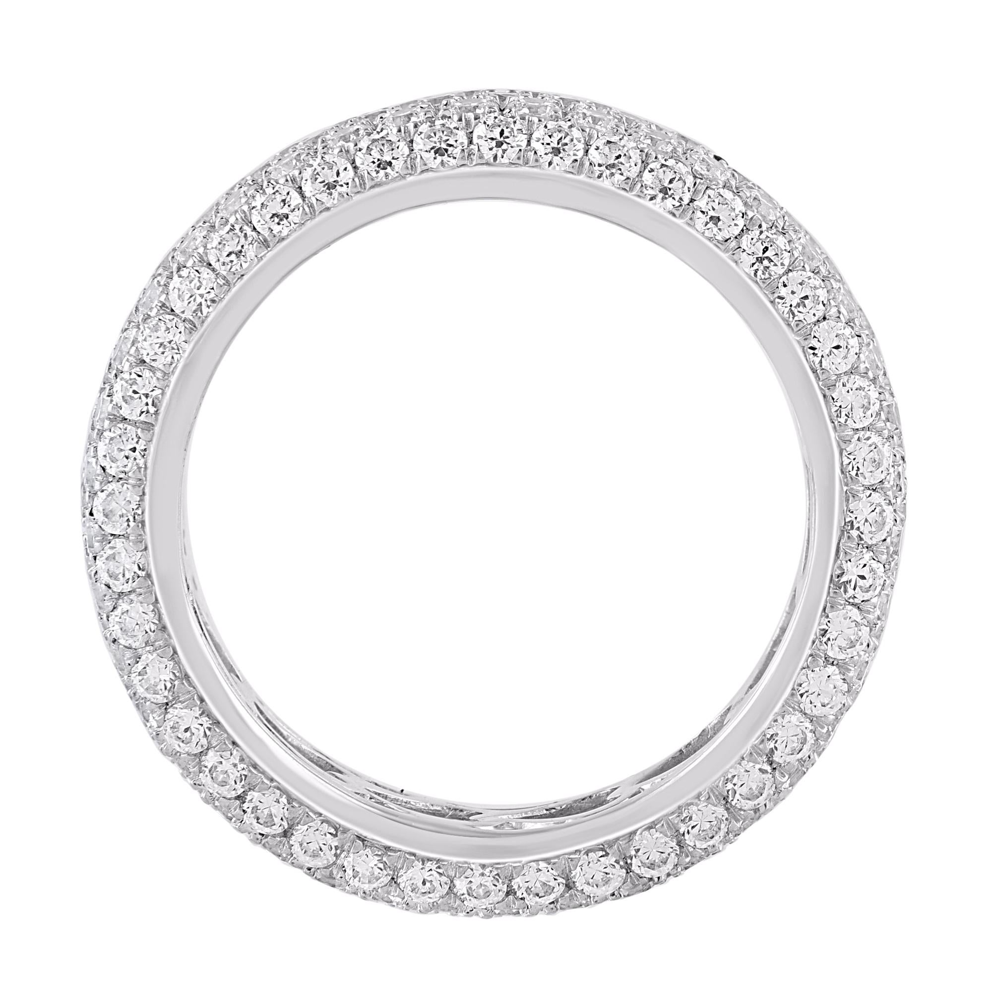 Women's TJD 3.0 Carat Round Diamond 14 Karat White Gold Full Eternity Wedding Ring For Sale