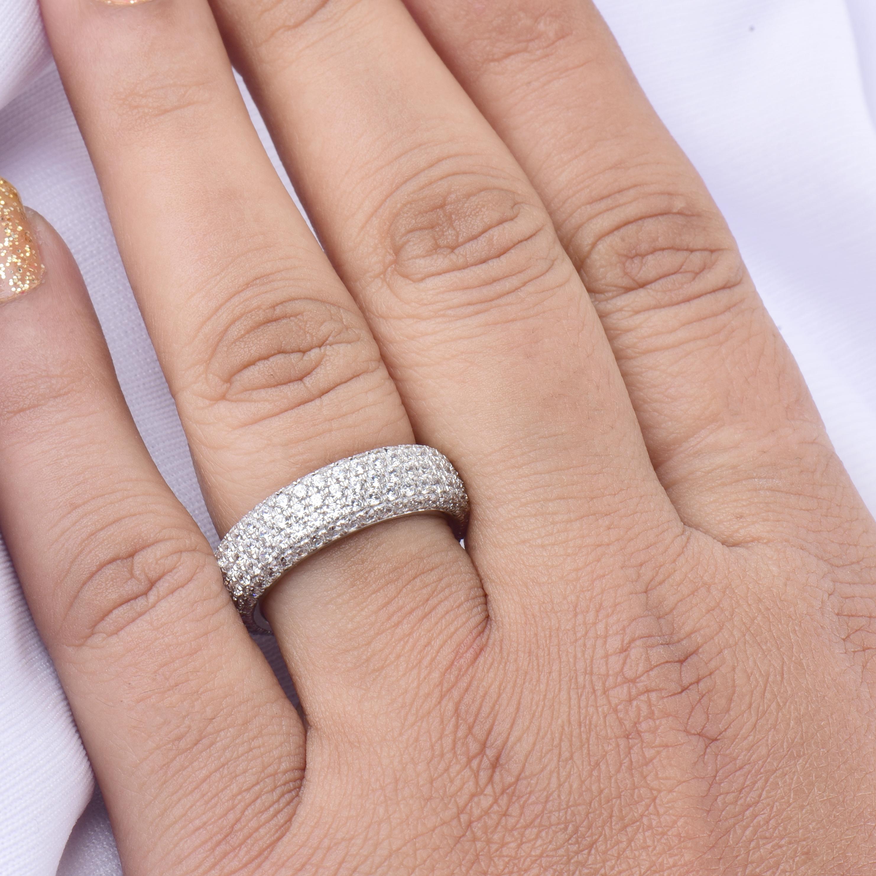 TJD 3.0 Carat Round Diamond 14 Karat White Gold Full Eternity Wedding Ring For Sale 1