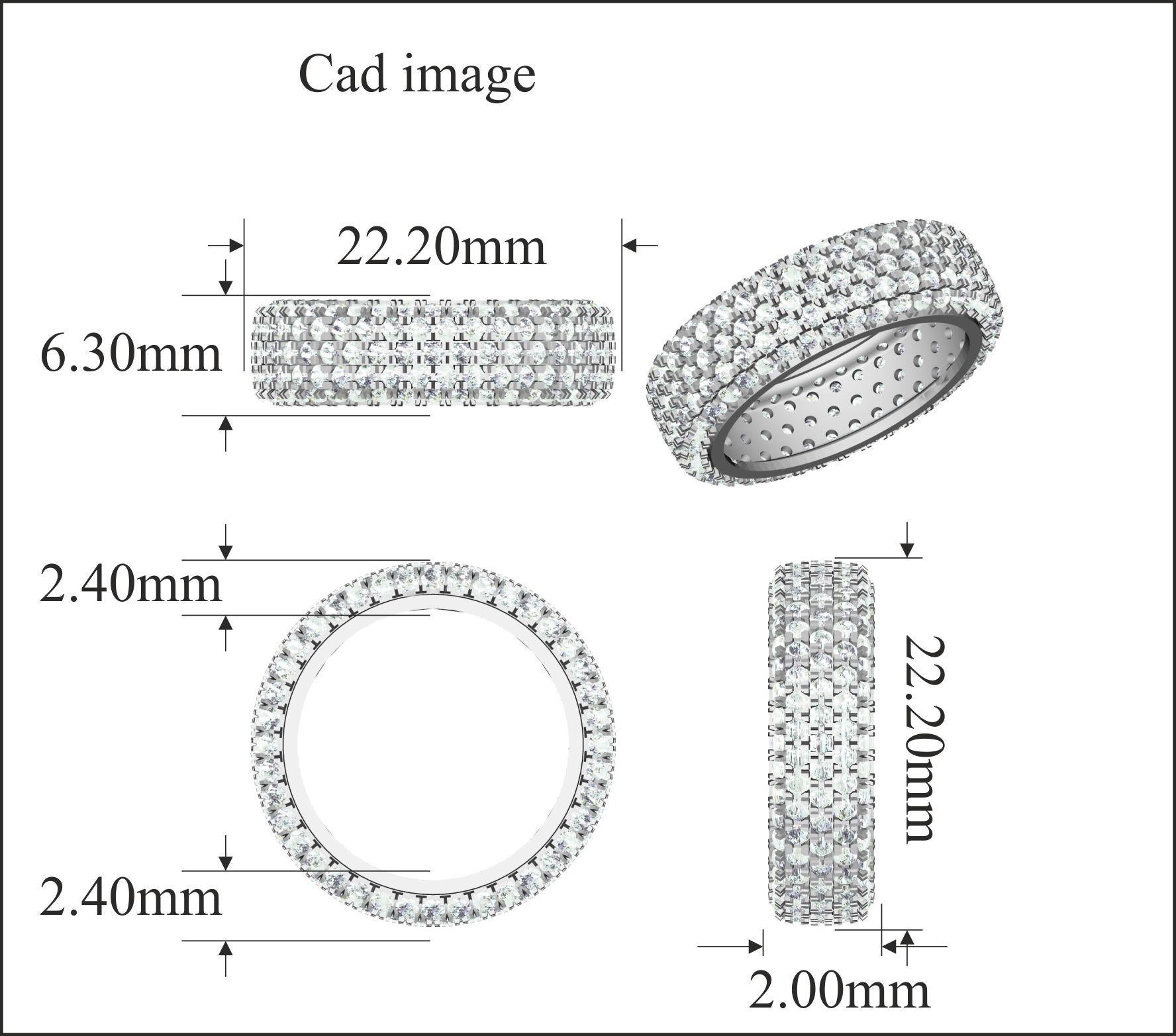 TJD 3.0 Carat Round Diamond 14 Karat White Gold Full Eternity Wedding Ring For Sale 2