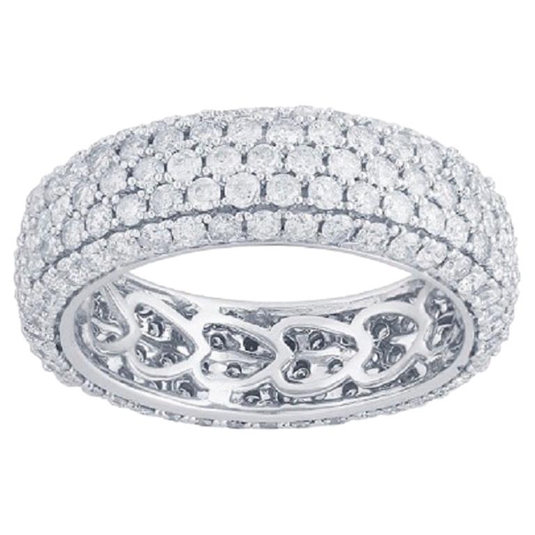 TJD 3.0 Carat Round Diamond 14 Karat White Gold Full Eternity Wedding Ring