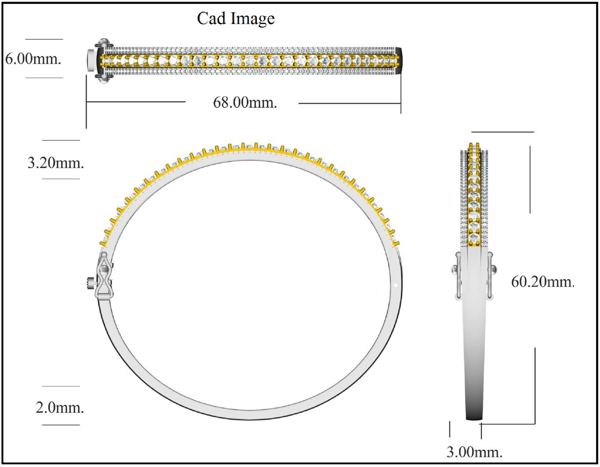 Tout simplement magnifique, ce bracelet à lignes de diamants ajoute une élégance facile à vos tenues décontractées et habillées. Bracelet en or blanc 14 carats et rhodium jaune au centre, serti de 167 diamants ronds de taille brillant en serti clos