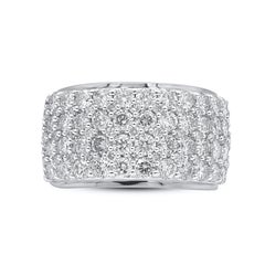 TJD 3.0 Carat Round Diamond 14K White Gold Prong Set Multi Row Wide Fashion Band