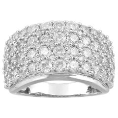 TJD 3.0 Carat Round Diamond 14K White Gold Prong Set Multi Row Wide Fashion Band