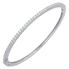TJD 3.0 Carat Round Diamond 18K White Gold Classis Full Eternity Hinged Bangle