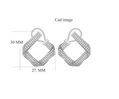 TJD 3,0 Karat Runder & Prinzessinnen-Diamant 18 K Weißgold Quadratische Designer-Ohrringe