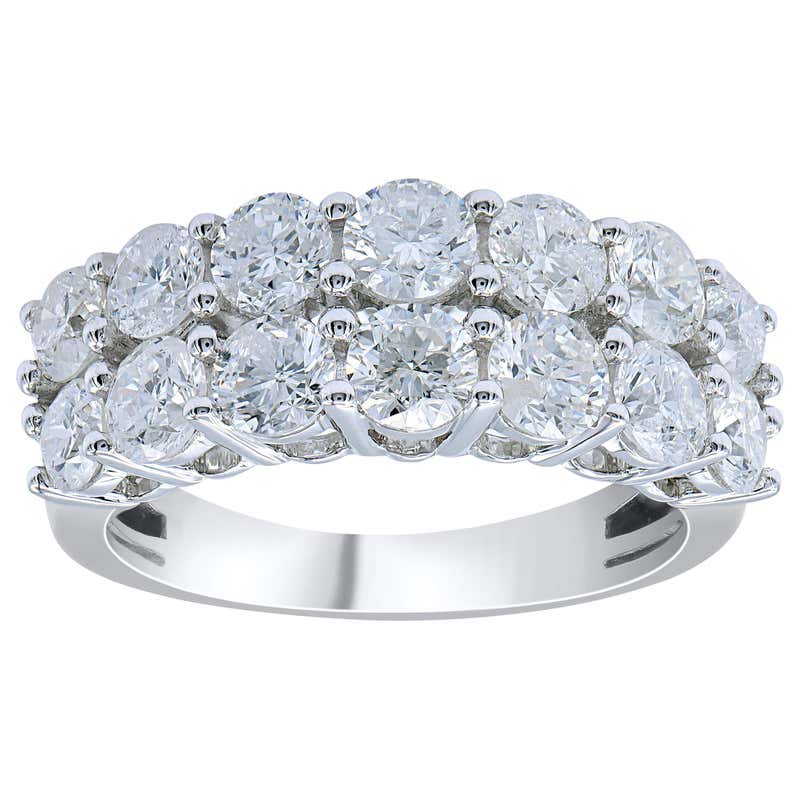 TJD 3/4 Carat Diamond 14 Karat White Gold Sparkling Highway Ring For ...