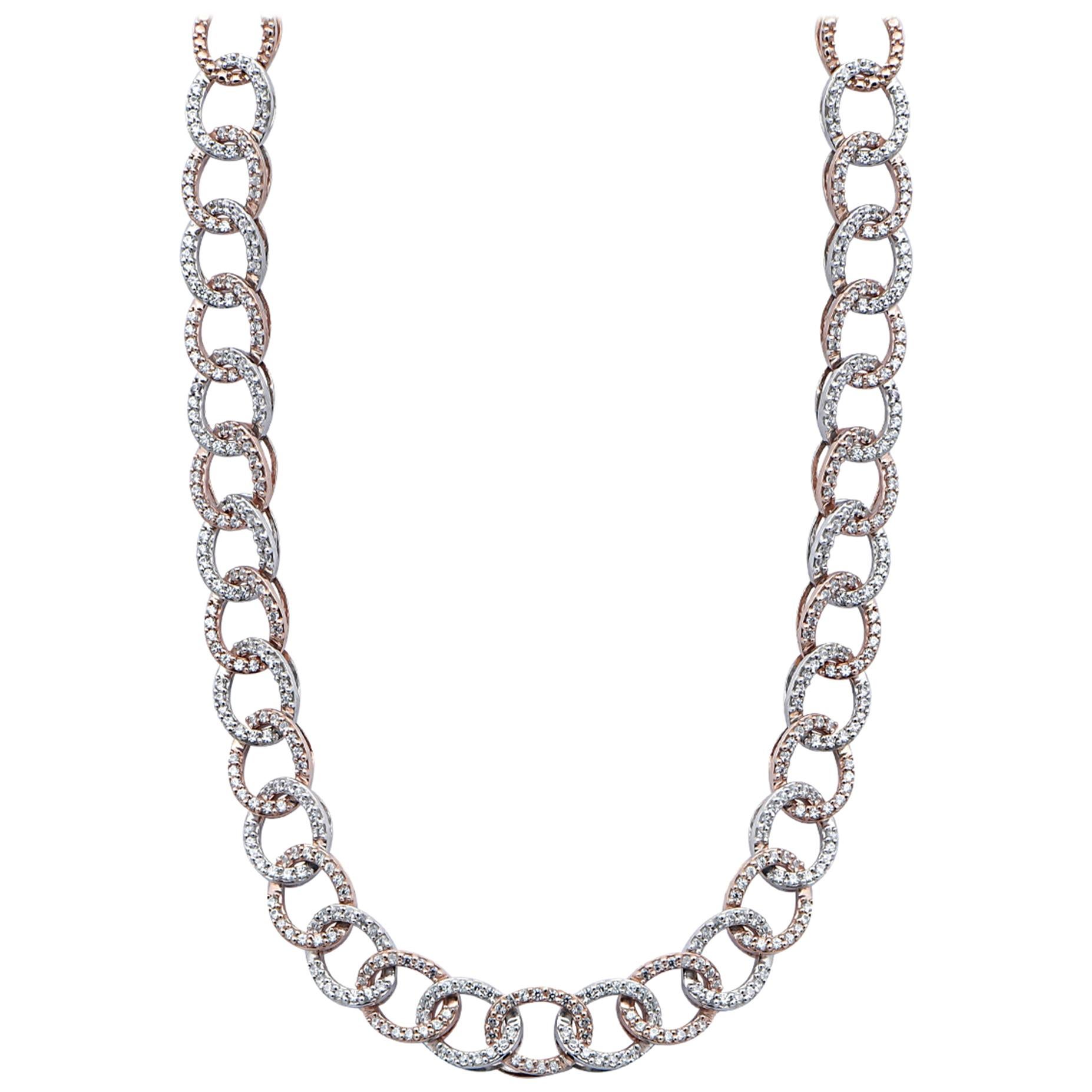 TJD 3.00 Carat Round Diamond 18K white gold 18 inches Designer Fashion Necklace For Sale