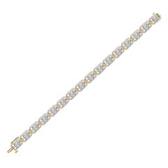 TJD Bracelet mode entrelacé en or jaune 14 carats avec diamants ronds et baguettes de 3 carats