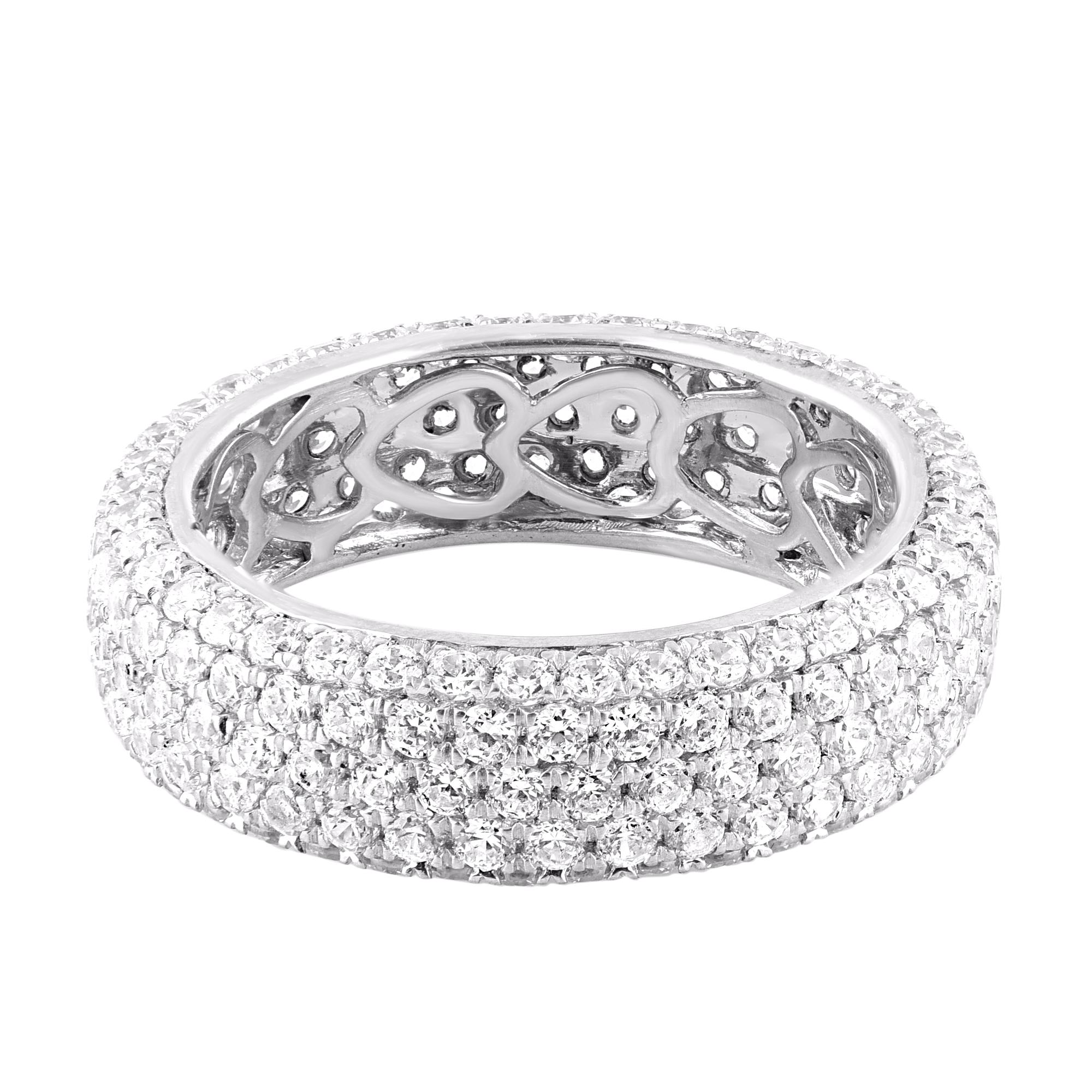 Round Cut TJD 3.00 Carat Round Diamond 14 Karat White Gold Full Eternity Wedding Ring For Sale