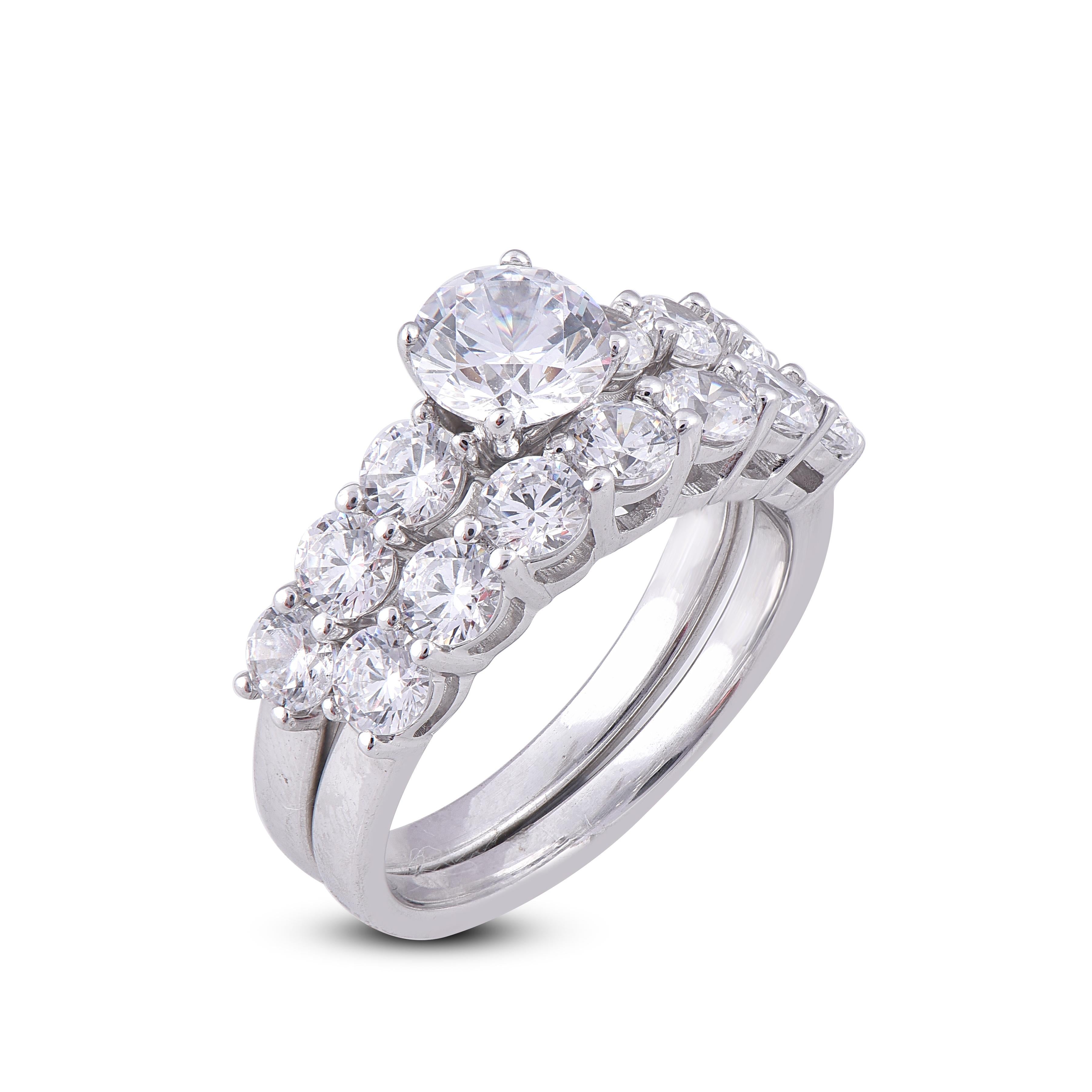 Express your true feelings and intentions with this beautiful ring! This ring is suitable for a variety of purposes, from promise and engagement to wedding and anniversary. it features 0.70 ct centre stone and 2.30 ct of diamond on shank, Expertly