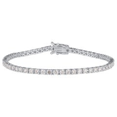 TJD Bracelet tennis classique en or blanc 18 carats avec diamants de 3,50 carats