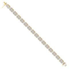 Bracelet X entrelacé en or jaune 14 carats avec diamants ronds et baguettes TJD 3,50 carats
