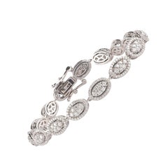 TJD 4.0 Carat Diamond 14 Karat White Gold Oval Shape Sparkling Bracelet