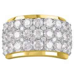 TJD 4,0 Karat Diamant 14 Karat Gelbgold Mehrreihiger Jahrestag/Ehering