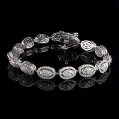 TJD 4.0 Carat Diamond 18 Karat White Gold Oval Shape Sparkling Bracelet