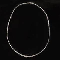 TJD 4.0 Carat Graduated Diamond 14 Karat White Gold Sparkling Tennis Necklace