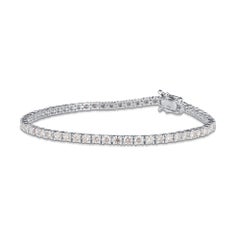 TJD 4.0 Carat Round Diamond Tennis Bracelet in 18K White Gold