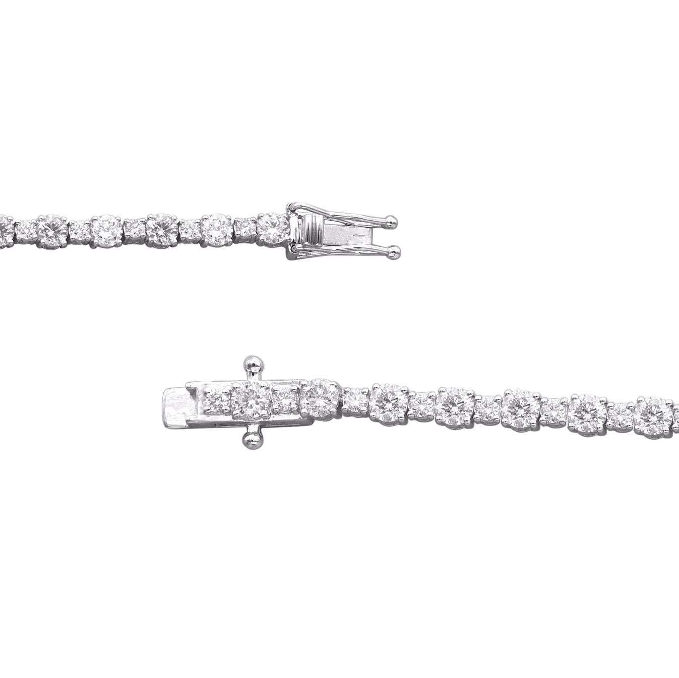 Express your sophisticated style with this gorgeous diamond frame bracelet. This diamond bracelet crafted in 14 karat white gold and studded with 66 natural brilliant cut diamond in prong setting. The total diamond weight is 4.15 carat and shines in