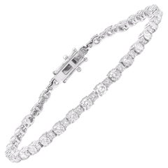 TJD 4.15 Carat Natural Brilliant Cut Diamond 14KT White Gold Link Bracelet