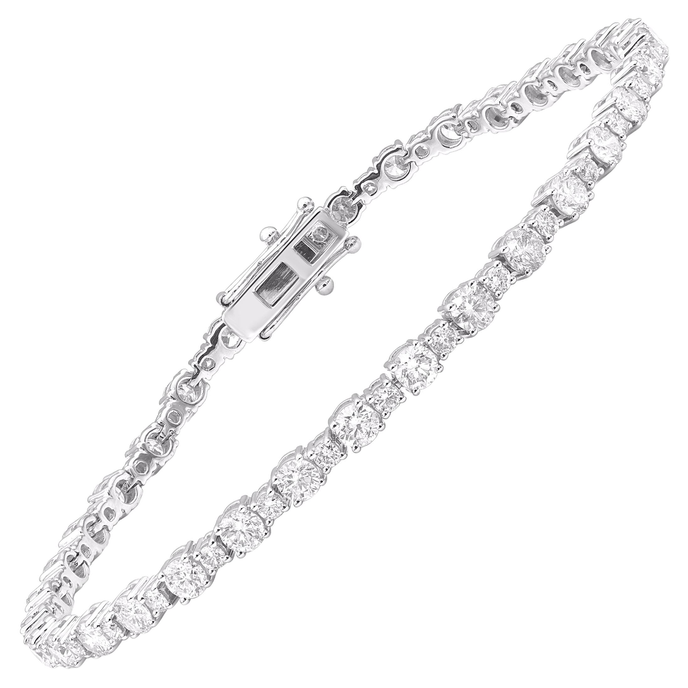 TJD 4.15 Carat Natural Brilliant Cut Diamond 18KT White Gold Link Bracelet