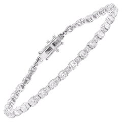 TJD 4.15 Carat Natural Brilliant Cut Diamond 18KT White Gold Link Bracelet