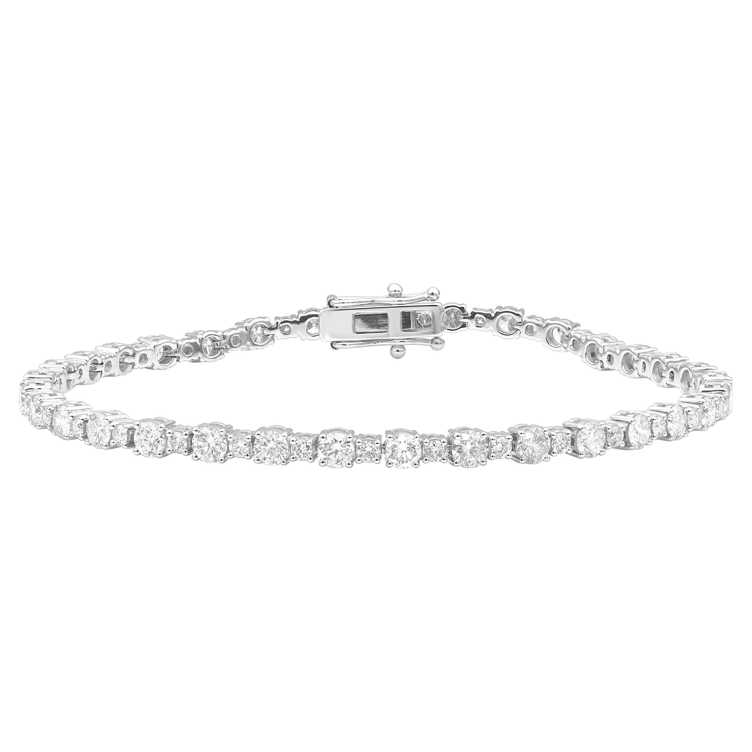TJD 4.15 Carat Natural Brilliant Cut Diamond 18KT White Gold Link Bracelet