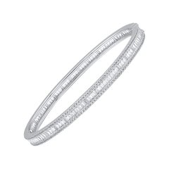 TJD 4.50 CT Natural Round 
Baguette Diamond Bangle Bracelet in 14KT White Gold