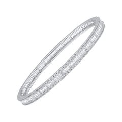 TJD 4.50 CT Natural Round
Baguette Diamond Bangle Bracelet in 18KT White Gold