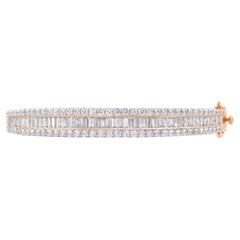 Bracelet jonc en or jaune 18 carats avec diamants naturels ronds et baguettes de 5 carats TJD
