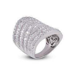 TJD 5 Carat Round/Baguette Diamond 14 Karat White Gold Multi-Layer Wedding Band