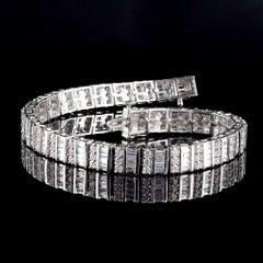 TJD 5.0 Carat Alternating Round and Baguette Diamond 18 K White Gold Bracelet