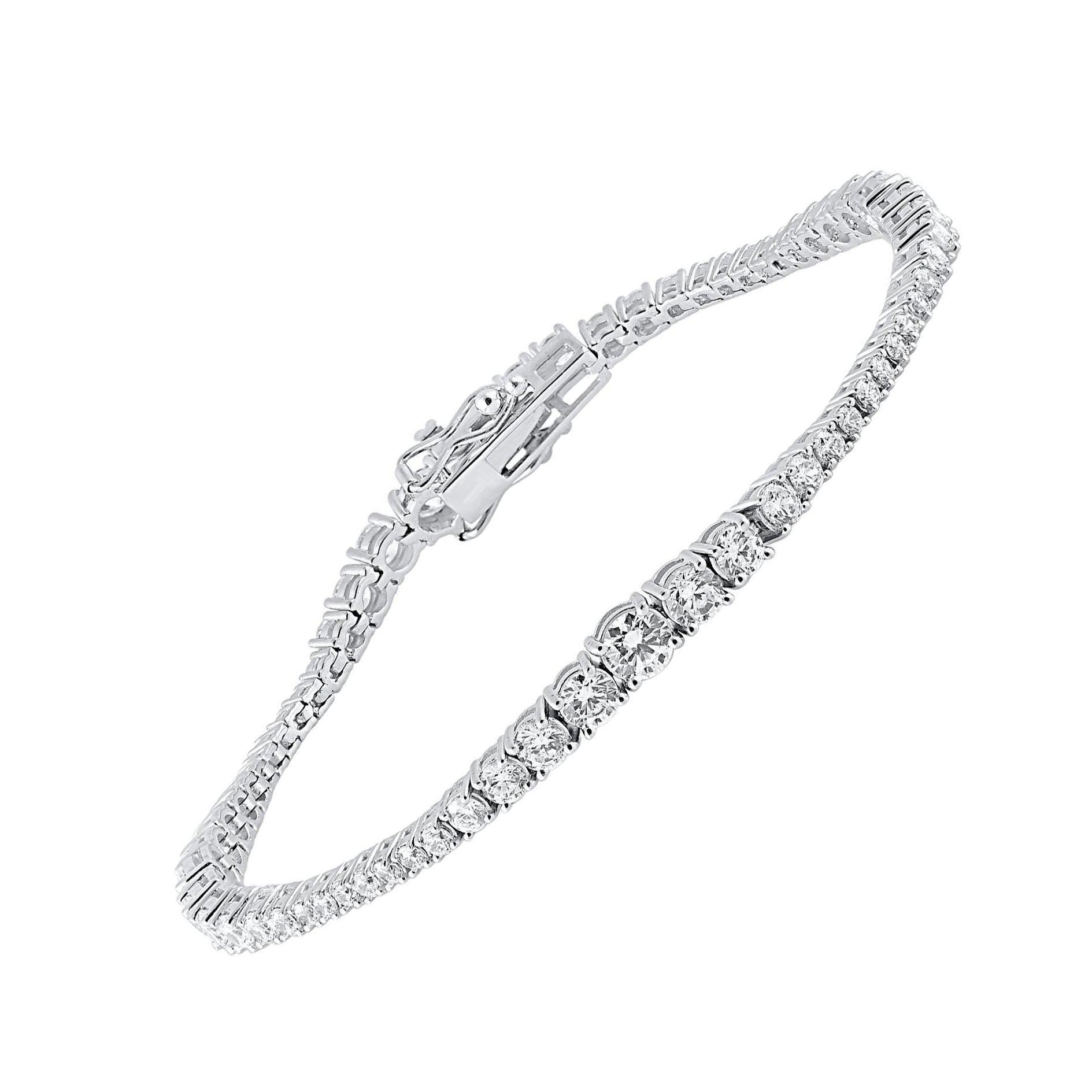 TJD 5.0 Carat Brilliant cut Diamond 14 Karat Gold Graduating Tennis Bracelet en venta