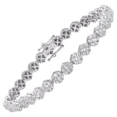TJD 5.0 Carat Natural Brilliant Cut Diamond 18KT White Gold Flower Bracelet