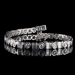 TJD 5.0 Karat natürlicher runder & Baguette-Diamant 14 Karat Weißgold Gliederarmband