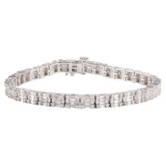 TJD 5.0 Karat runder und Baguette-Diamant 14KT Weißgold Brautarmband