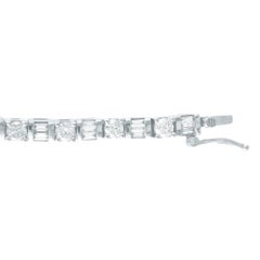 TJD 5.0 Carat Round & Baguette Alternating Diamond Tennis Bracelet in 14K White