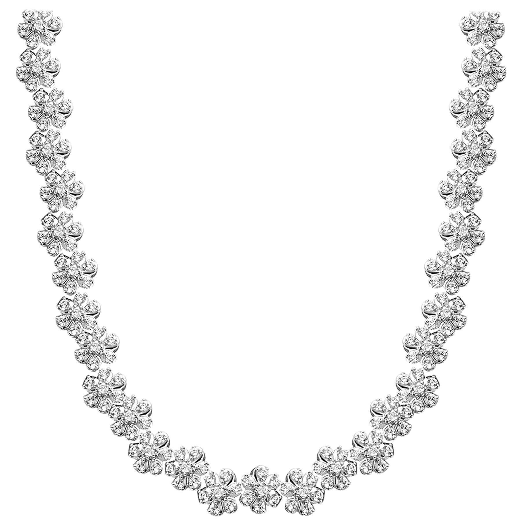 TJD 5.0 Carat Round Brilliant Cut 18 Karat White Gold Diamond Fashion Necklace
