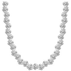 TJD 5.0 Carat Round Brilliant Cut 18 Karat White Gold Diamond Fashion Necklace