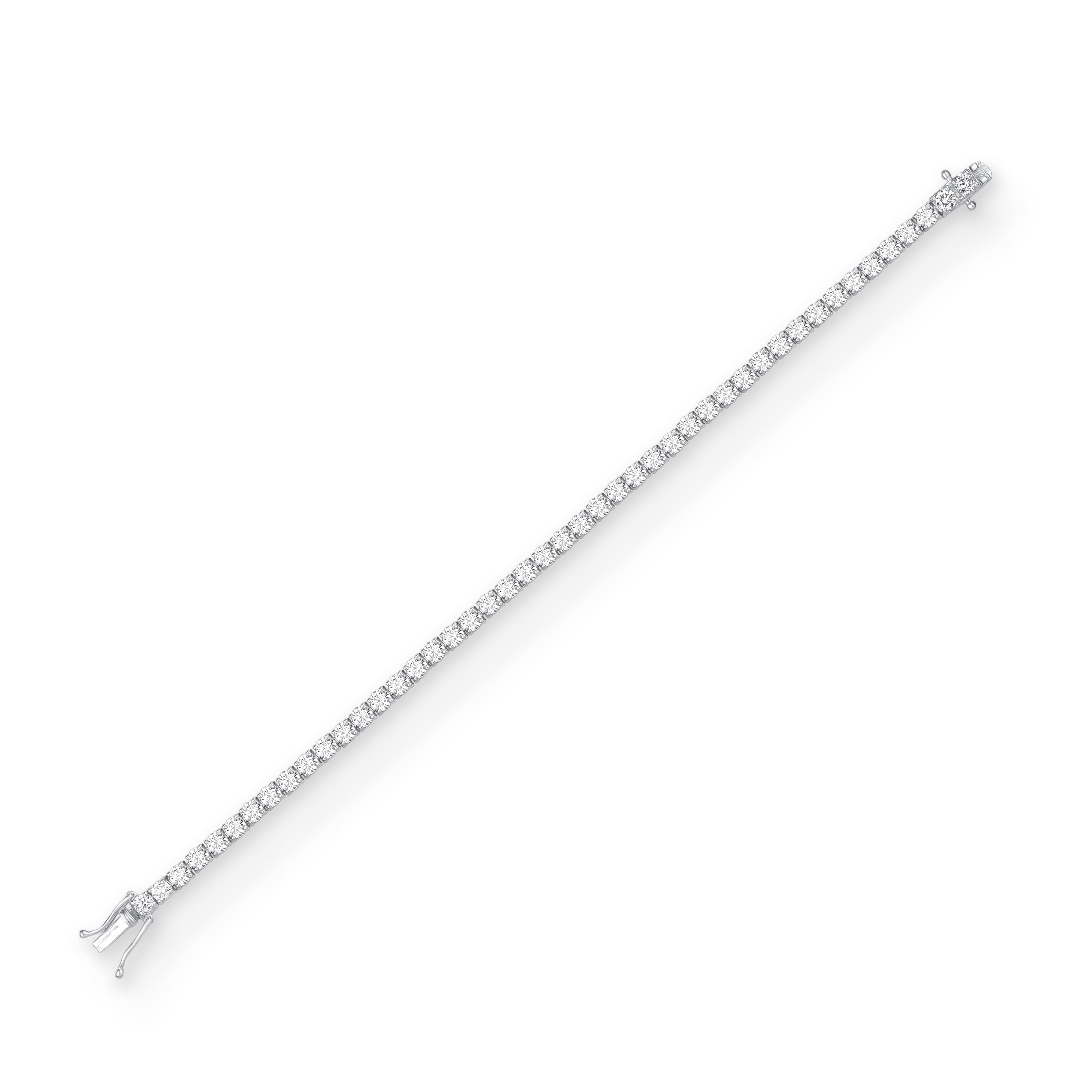 TJD 5,0 Karat runde Diamanten 18 Karat Weißgold Classic 4 Prong Tennis-Armband (Art déco) im Angebot