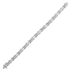 TJD 5.0 CT Round/Baguette/Princess Diamond 14k White Gold Alternating X Bracelet
