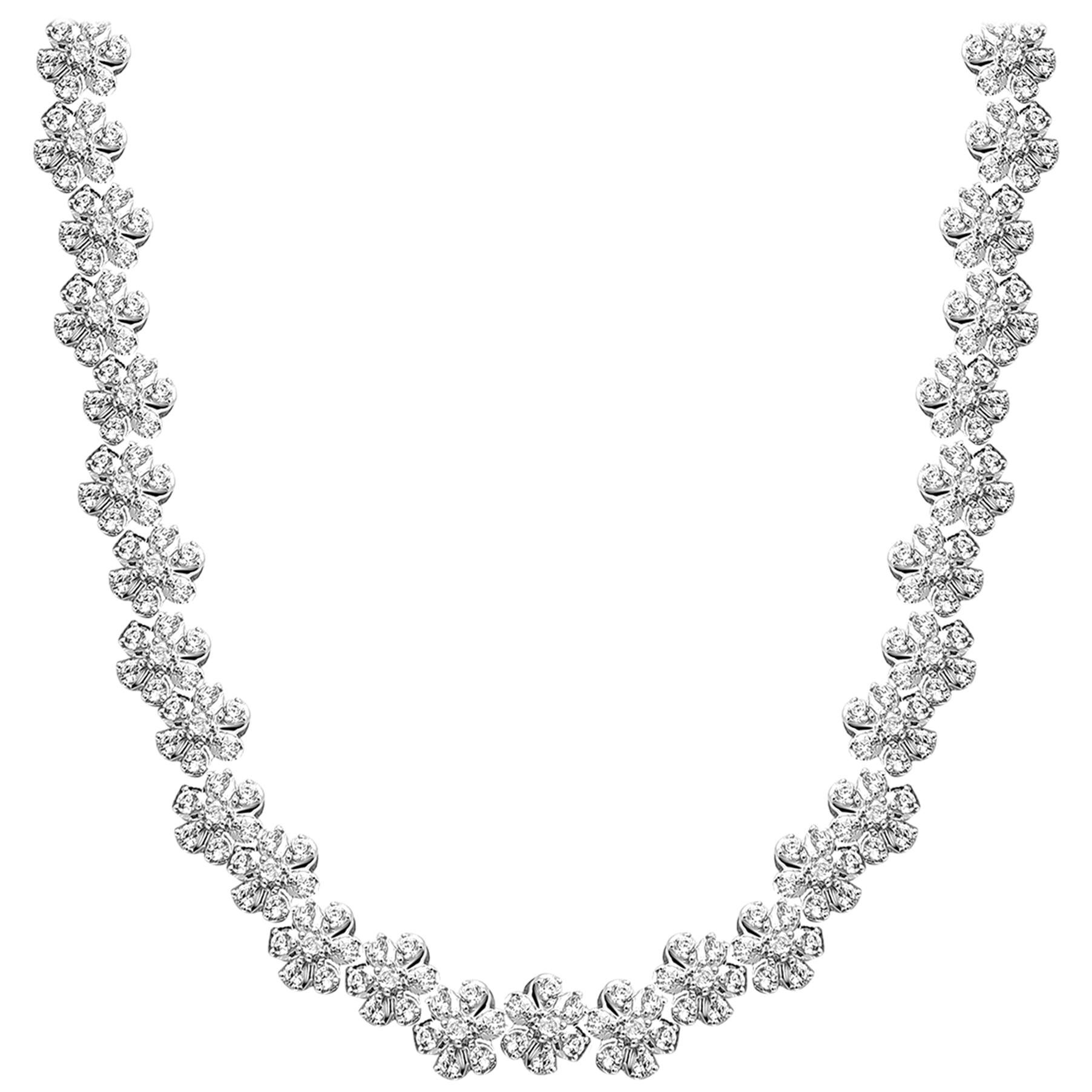 TJD 5.00 Carat Round Brilliant Cut 18 Karat White Gold Diamond Fashion Necklace