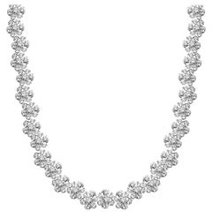 TJD 5.00 Carat Round Brilliant Cut 18 Karat White Gold Diamond Fashion Necklace