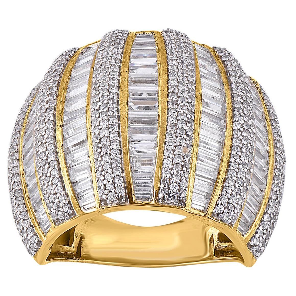TJD 5,00 Karat runder & Baguette-Diamant 14 Karat Gelbgold Designer-Ring